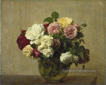  fleurs - Roses 1885 peintre de fleurs Henri Fantin Latour